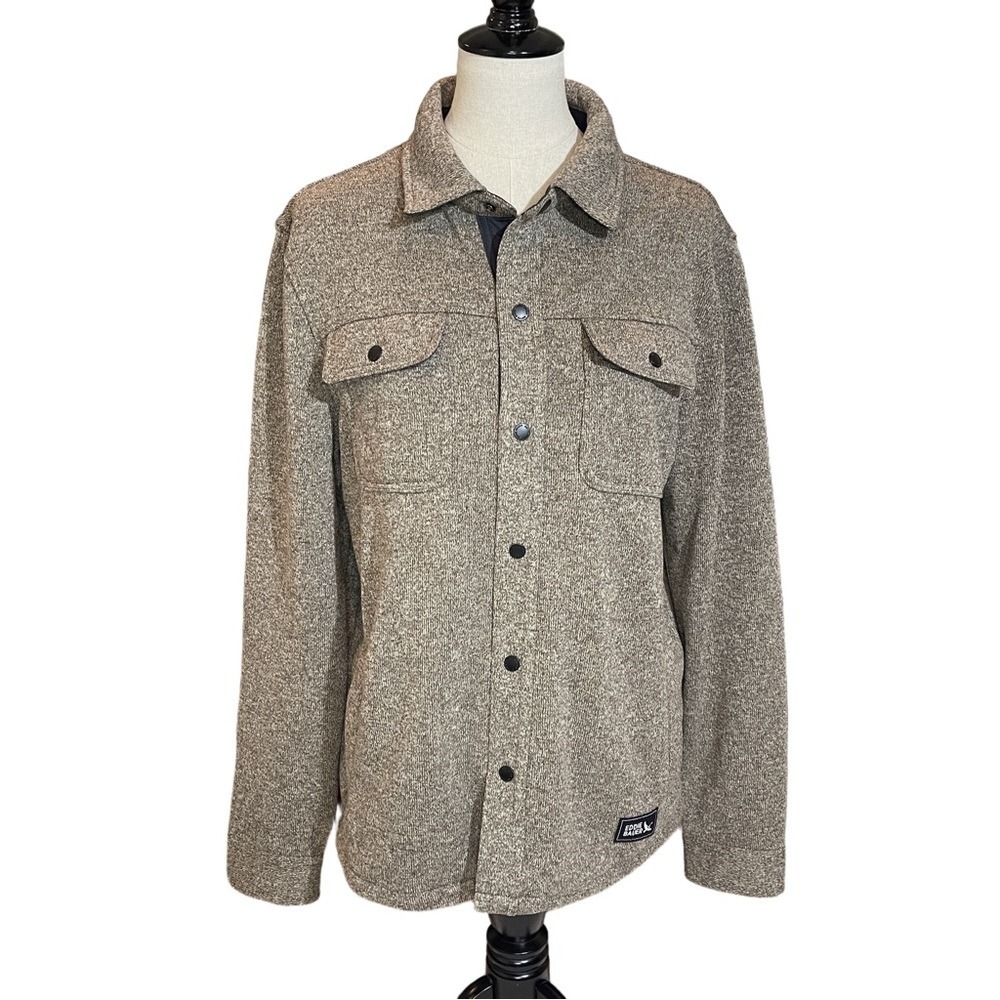 Men's Eddie Bauer Brown Sweater Fleece Shirt Jacket‎ S
